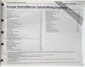2010 Ford Escape & Mercury Mariner Hybrid Electrical Wiring Diagrams Manual