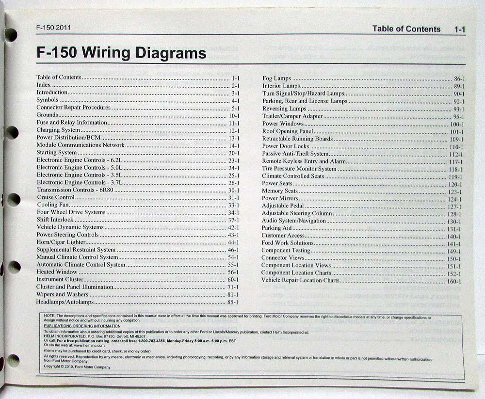 2011 Ford F-150 Pickup Electrical Wiring Diagrams Manual
