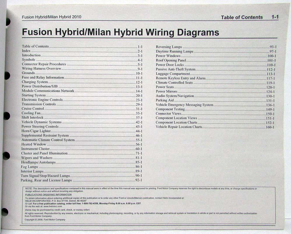 Diagram  2011 Hybrid Ford Fusion Mercury Milan Lincoln