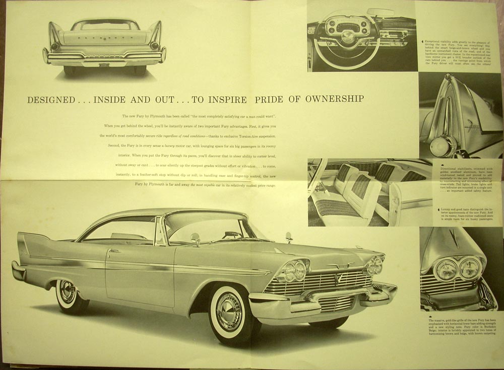 1958 Plymouth Fury Dealer Sales Brochure ORIGINAL Golden Commando V8