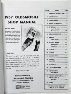 1957 Oldsmobile Service Shop Repair Manual 88 & Super and 98 Series REPRODUCTION