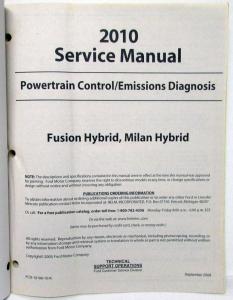 2010 Ford Powertrain Control Emissions Diagnosis Service Manual Fusion Milan