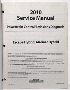 2010 Ford Powertrain Control Emissions Diagnosis Service Manual Escape Mariner