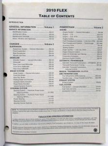 2010 Ford Flex Service Shop Repair Manual Set Vol 1&2