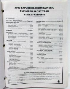 2009 Ford Explorer Sport Trac & Mercury Mountaineer Service Manual Set Vol 1&2
