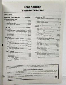 2008 Ford Ranger Pickup Truck Service Shop Repair Manual Set Vol 1 & 2