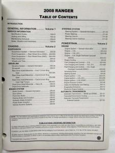 2008 Ford Ranger Pickup Truck Service Shop Repair Manual Set Vol 1 & 2