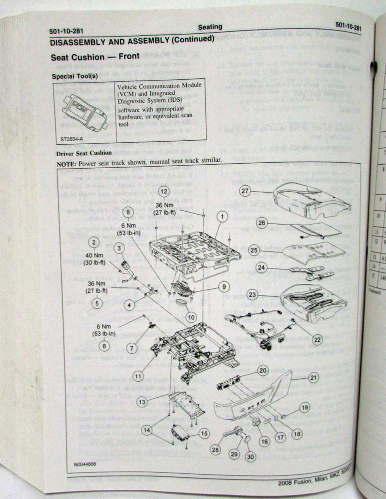 2008 Ford Fusion Mercury Milan Lincoln MKZ Service Shop Manual