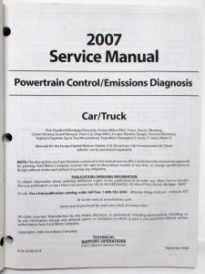 2007 Ford Car-Truck Powertrain Emissions Diagnosis Service Manual