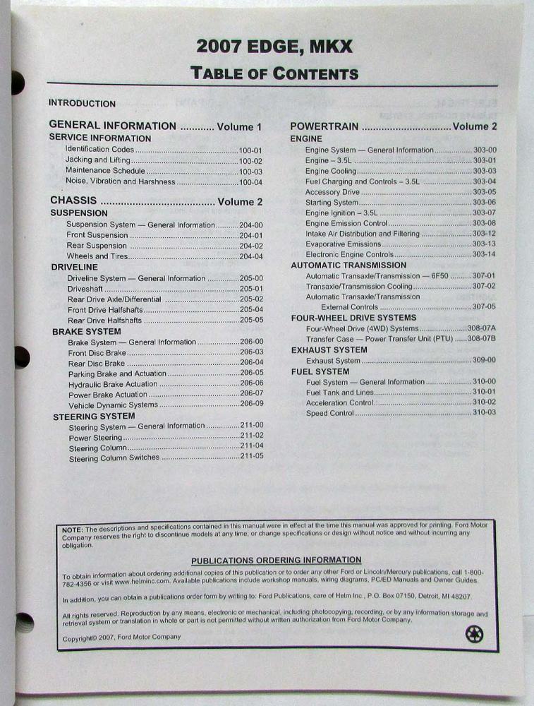 2007 EDGE LINCOLN MKX Ford SERVICE Wiring Diagrams Repair Manual Book 07 