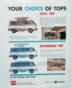 1968 Dodge Dealer Sales Brochure Travco Family Wagon Van RV Camper Options