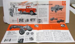 1958 Dodge 4 X 4 W100-500 Power Wagon Truck Dealer Sales Brochure Folder Orig