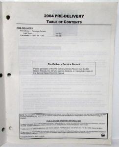 2004 Ford Lincoln Mercury Inspection Manual Pre-Delivery Car-Truck