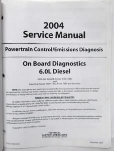 2004 Ford 6.0L Diesel Powertrain Control Emissions Diagnosis Service Manual