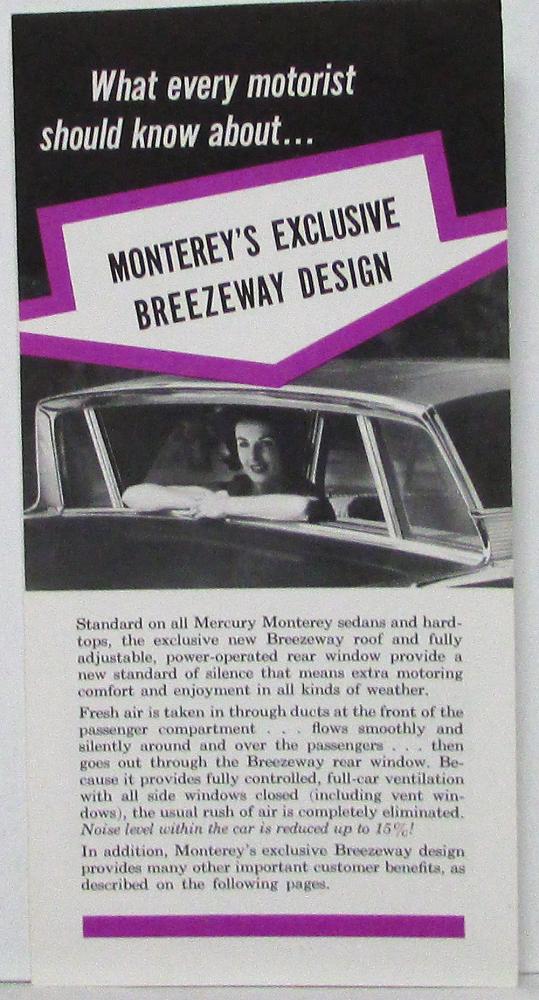 1963 1964 Mercury Monterey Breezeway Design Sales Folder Original