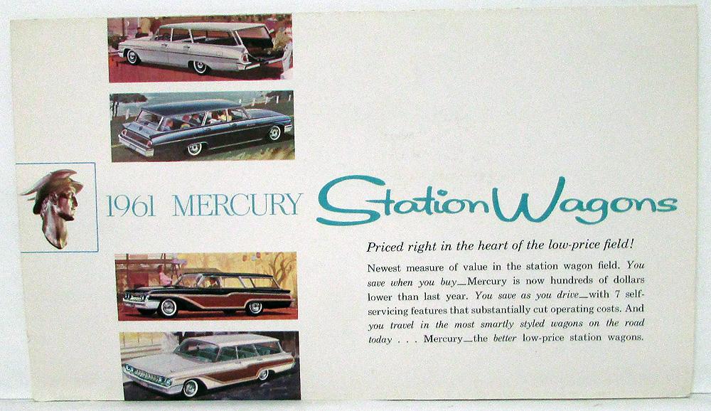 1961 Mercury Colony Park & Commuter Station Wagons Color Sales Folder Original