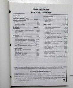 2004 Ford Econoline E-Series Van Service Shop Repair Manual Set Vol 1 & 2