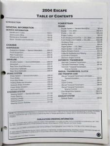 2004 Ford Escape Service Shop Repair Manual