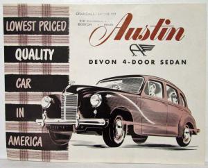 1949 Austin Devon 4 Door Sedan Sales Brochure