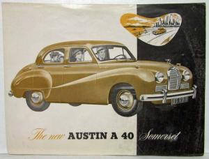 1952 New Austin A40 Somerset Sales Brochure Gold Tone