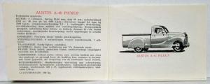 1950-1959 Austin A-Series Sales Brochure Includes Truck - Dutch Text