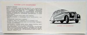 1950-1959 Austin A-Series Sales Brochure Includes Truck - Dutch Text