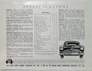 1957-1959 The New Austin A95 Spec Sheet - Australian Market