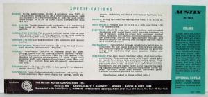 1959-1961 Austin A55 Smart Roomy Economical Small Spec Sheet
