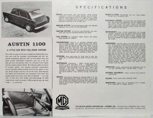 1967 Austin 1100 Black & White Spec Sheet