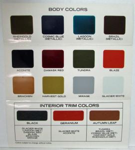 1974 Austin Marina Body and Trim Paint Color Chips Brochure Folder