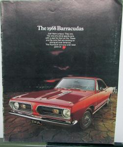 1968 Plymouth Barracuda Original Color Dealer Sales Brochure Large Prestige