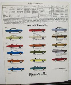 1969 Plymouth Valiant Original Color Dealer Sales Brochure