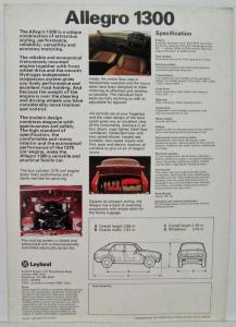 1978 Austin Allegro 1300 Spec Sheet