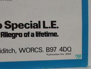 1978 Austin Allegro Special LE for a Limited Few Sales Brochure