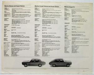 1971-1979 Austin Marina Sedans Coupes Change Your Ideas Spec Sheet - New Zealand