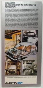 1980 Austin Mini Metro With Happy Robots Sales Folder - French Text