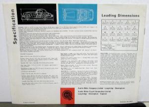 1962 Austin Healey 3000 Mk II Sports Dealer Convertible Sales Brochure Original