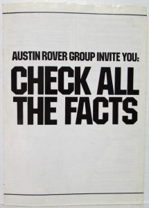 1981-1984 Austin Rover Group Invites You to Check All the Facts Sales Brochure