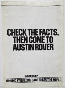 1981-1984 Austin Rover Group Invites You to Check All the Facts Sales Brochure