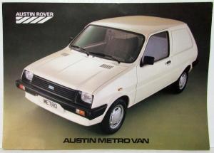 1986 Austin Rover Metro Van Spec Sheet - Dutch Text