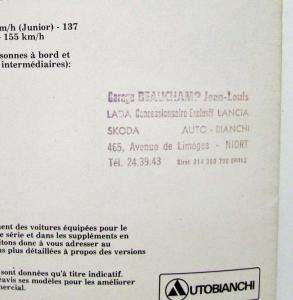 1983 Autobianchi Nouvelle A112 Sales Folder - French Text