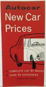 1964 Autocar New Car Prices List - UK