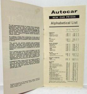 1964 Autocar New Car Prices List - UK
