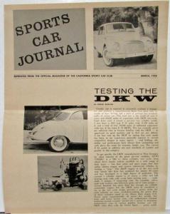 1958 Auto Union DKW Test Reprinted from Sports Car Journal and Bonus