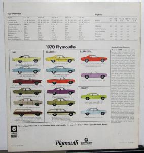 1970 Plymouth Station Wagons Fury Belvedere Original Color Dealer Sales Brochure