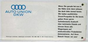 1965 Auto Union Sales Brochure - German Text