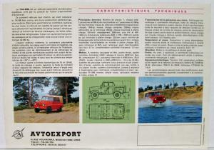 1975 Avtoexport Auto Exporter UAZ-469 Spec Sheet - French Text