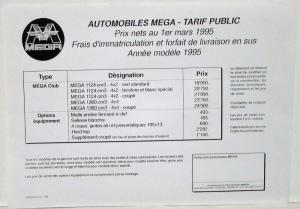 1995 Axiam Mega Sales Brochure with Price List - French Text