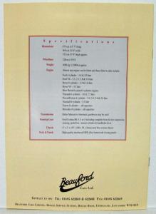 1985-1995 Beauford Cars Ltd Echoes of a Bygone Era Sales Brochure - UK Market