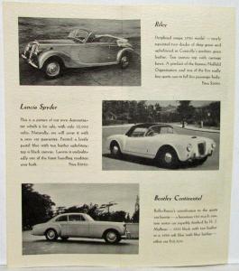 1948-1954 Bentley & Other Fine Used Imported Cars for Sale Dealer Sales Brochure